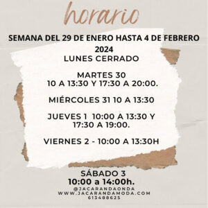 Horario jacaranda moda